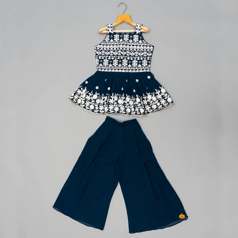 Rama Embroidered Girls Palazzo Suit Front View