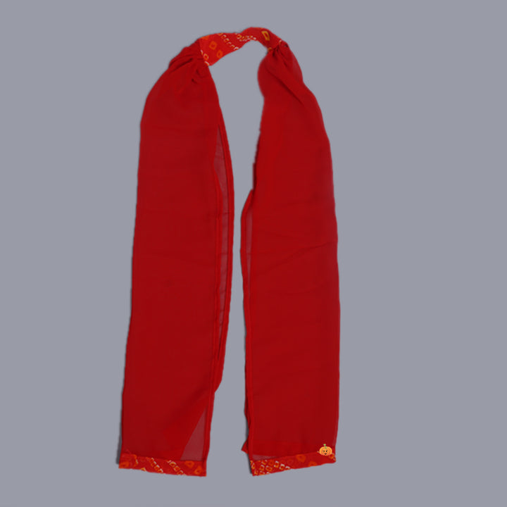 Red Ruffled Sleeves Girls Palazzo Suit Dupatta View