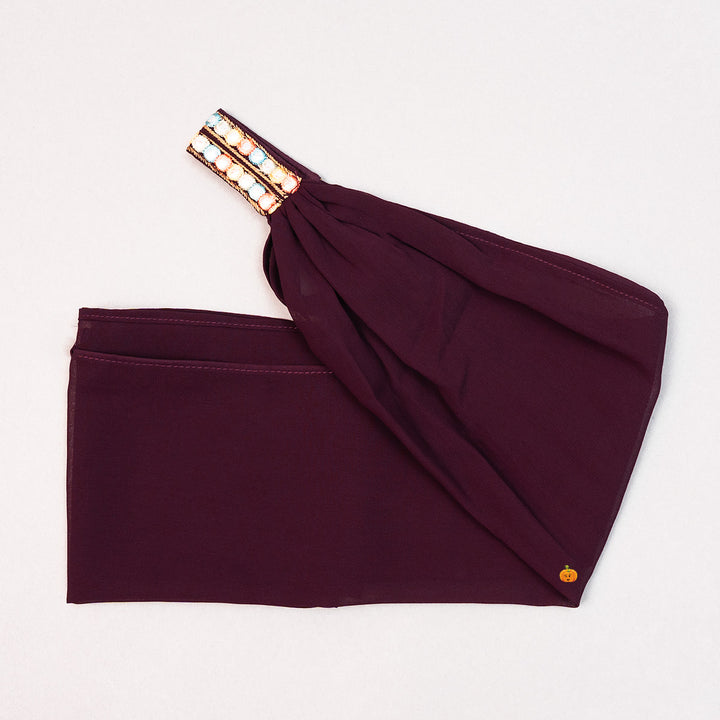 Wine Mirror Embroidery Girls Palazzo Suit Dupatta View