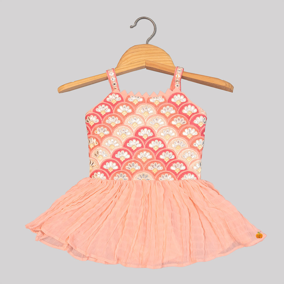 Embroidered Girls Palazzo Suit Top View