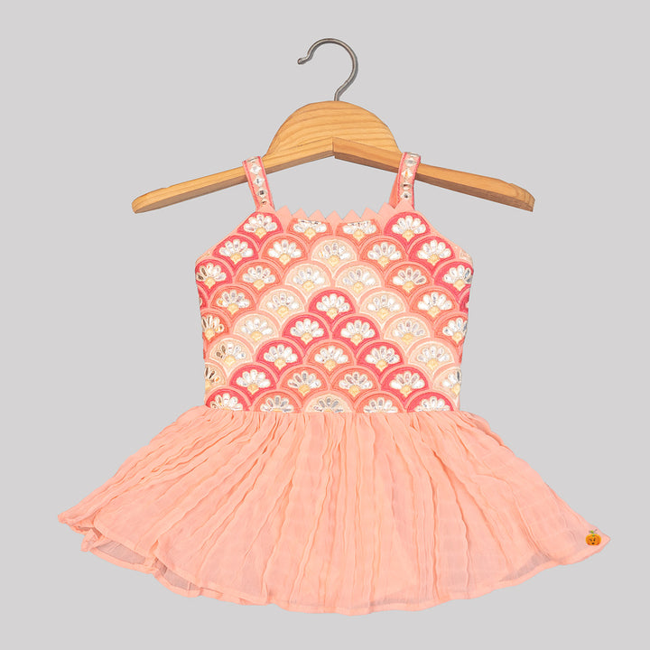 Embroidered Girls Palazzo Suit Top View