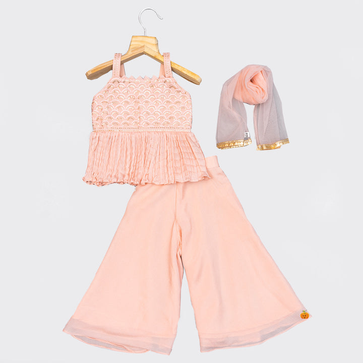 Peplum Kurti with Girls Palazzo Suit Front View