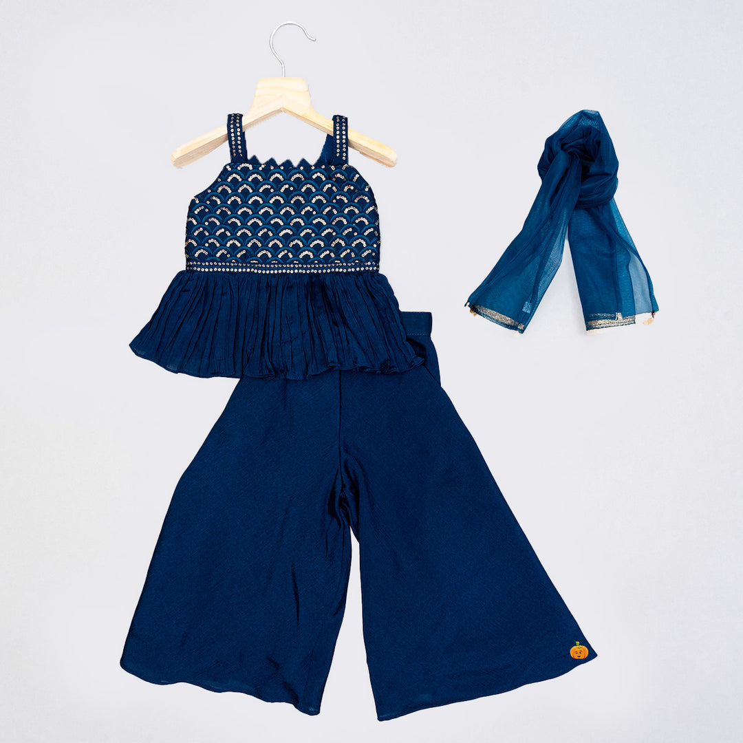 Peplum Kurti with Girls Palazzo Suit Front View