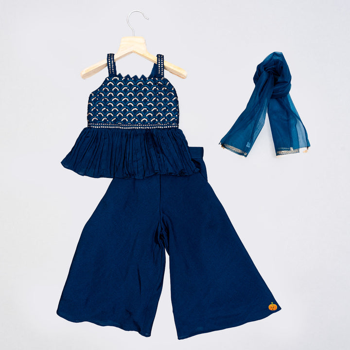 Peplum Kurti with Girls Palazzo Suit Front View