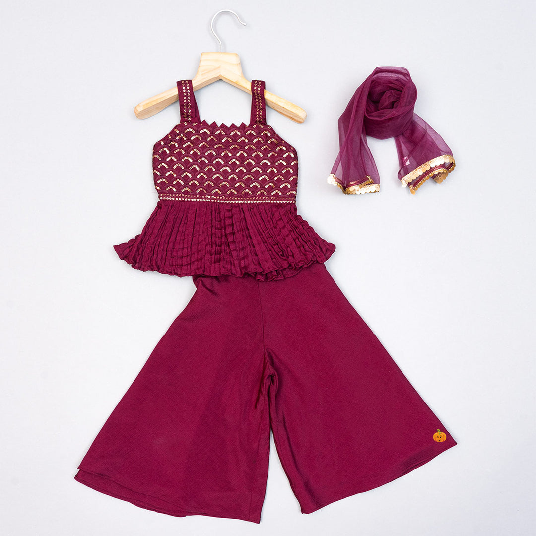 Peplum Kurti with Girls Palazzo Suit Front View