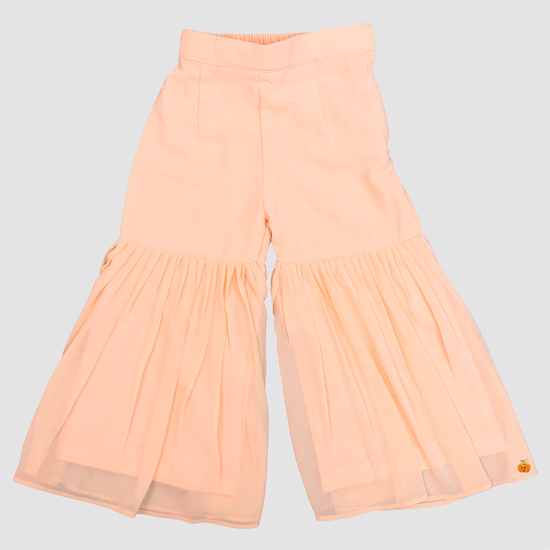 Peach Gharara Suit for Girls Bottom View