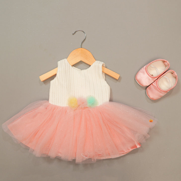 Party Wear Frock For Girls In Peach Color