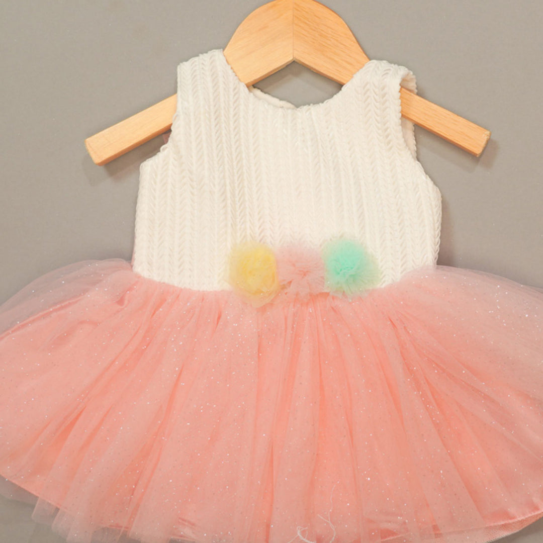 Party Wear Frock For Girls In Peach Color