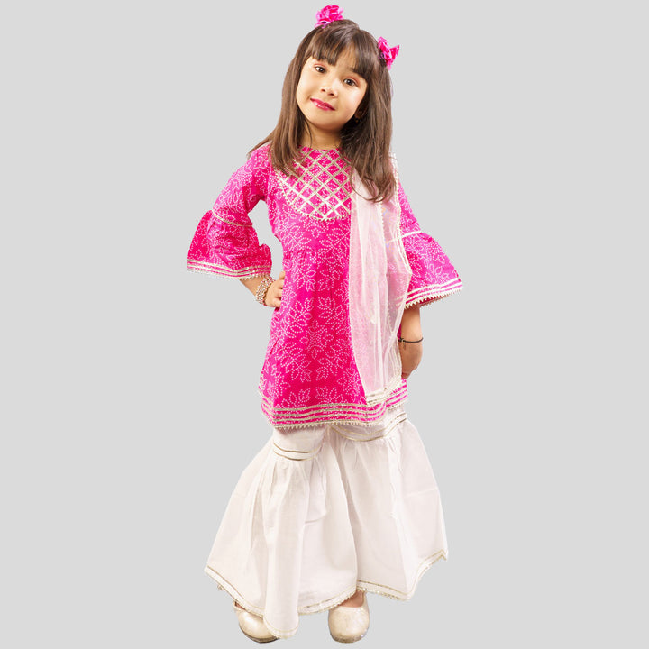 Pink Sharara Suit for Girls Front View