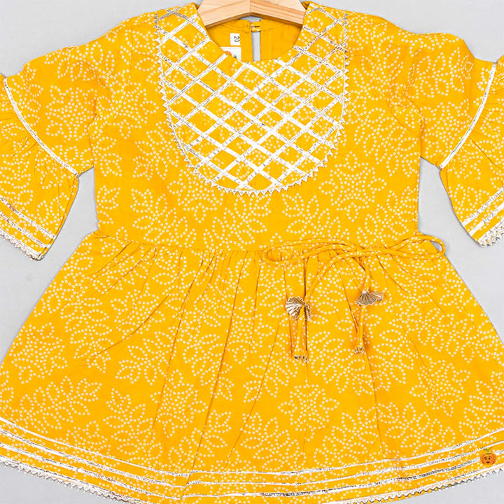 Pink & Yellow Sharara Suit for Girls Close Up View