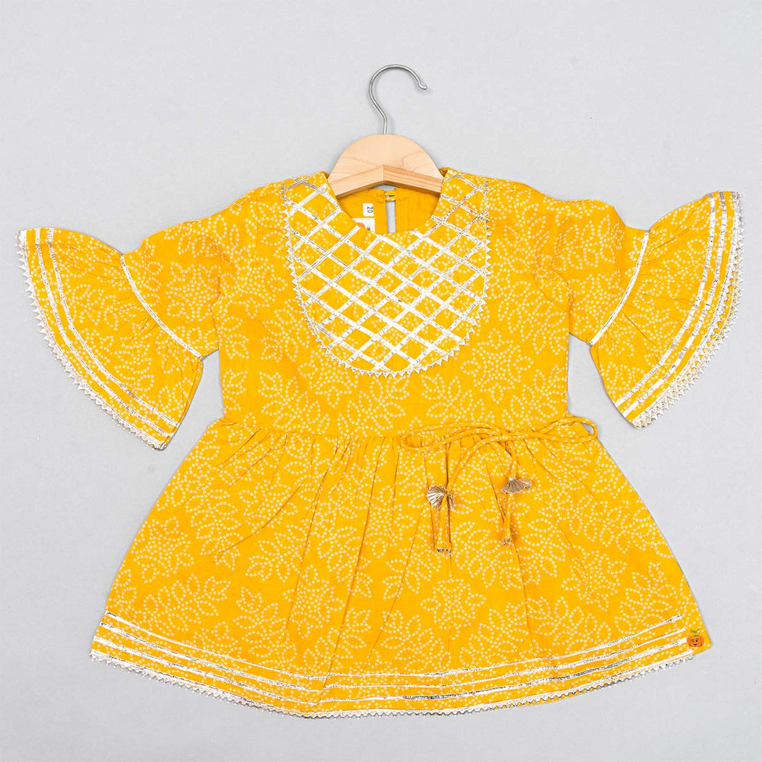 Pink & Yellow Sharara Suit for Girls Top View