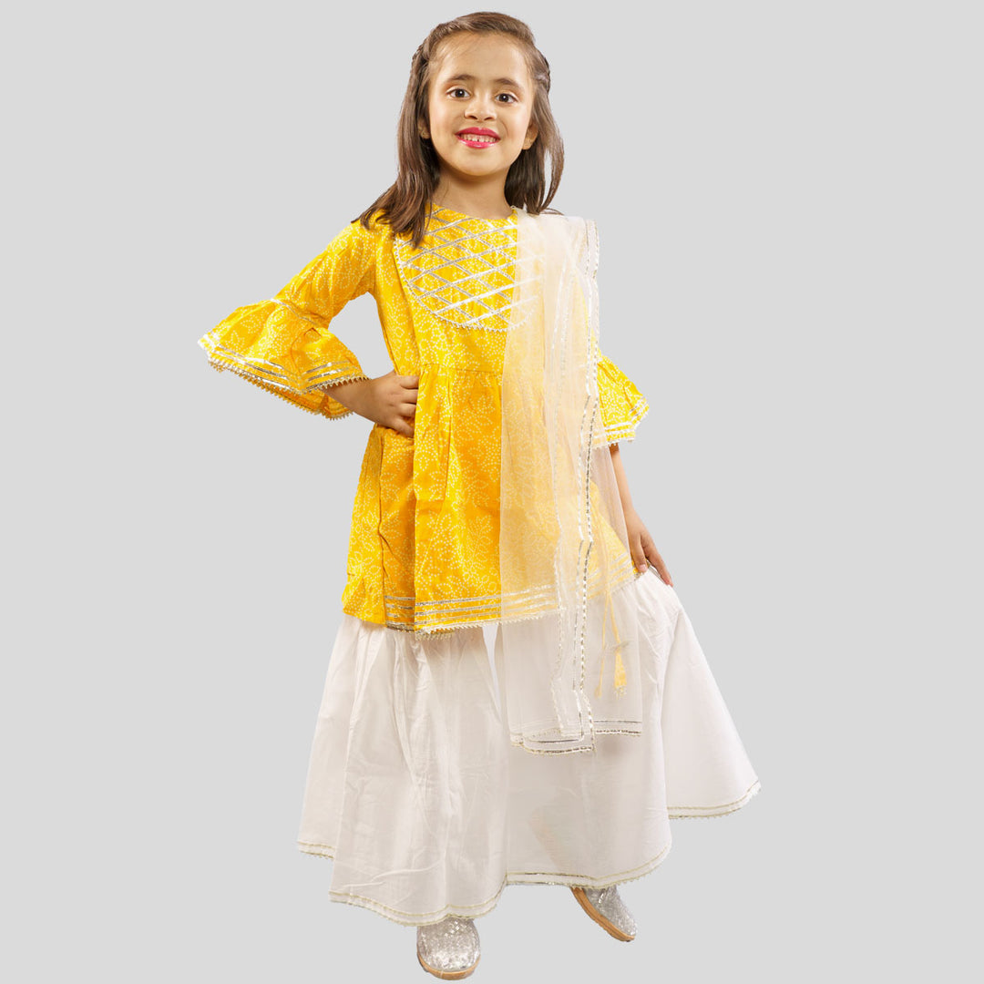 Yellow Sharara Suit for Girls Front Model View