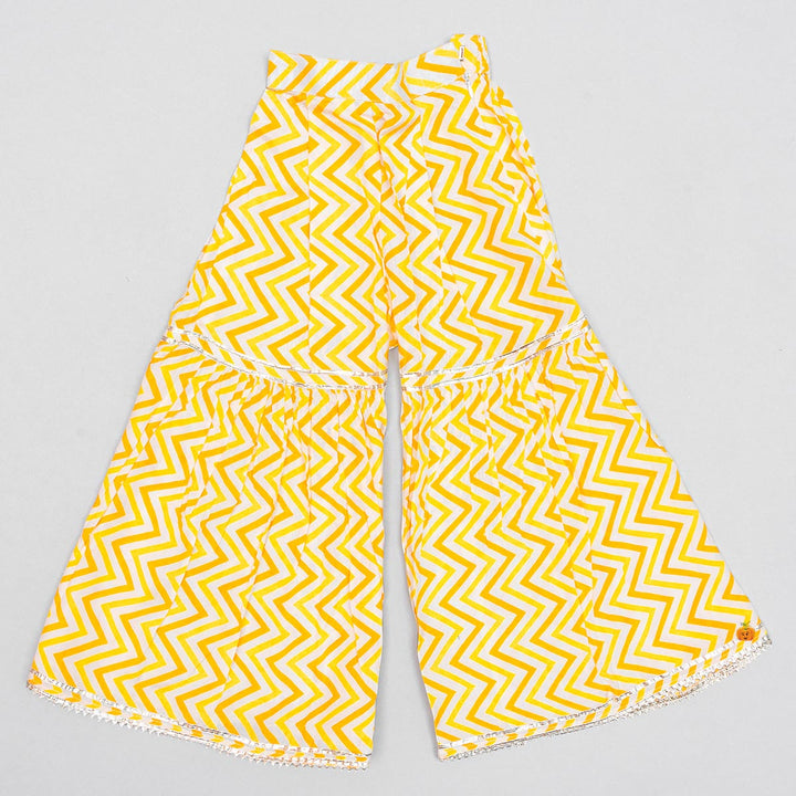 Yellow Floral Printed Sharara Suit for Girls Bottom View