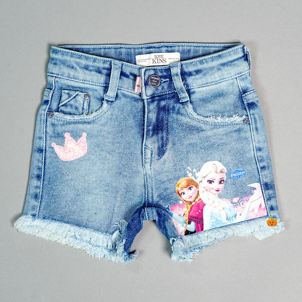 Girls Shorts with Little Barbie Print Front View