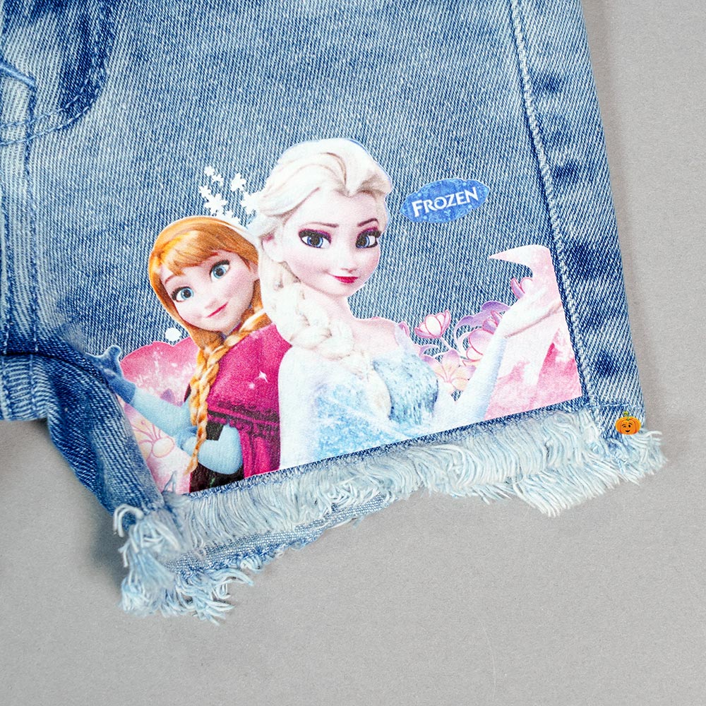 Girls Shorts with Little Barbie Print Close Up View