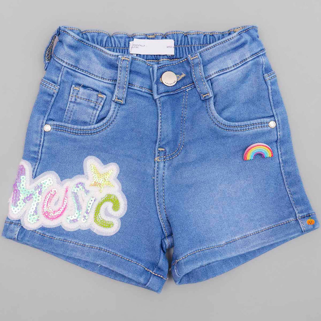 Girls Blue-Denim Shorts Jeans, Buy Online, Skin Friendly