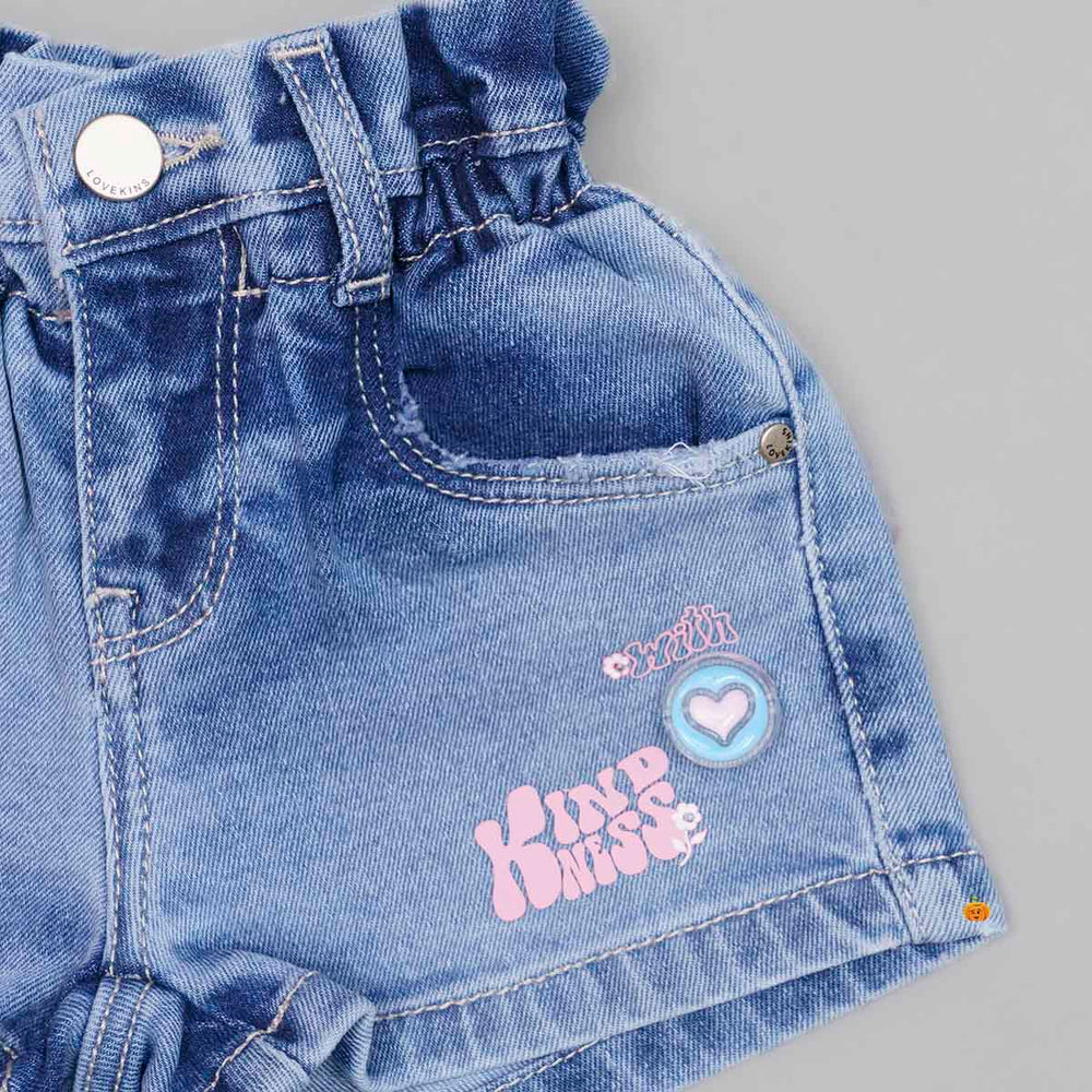 Light Blue Girls Shorts Close Up View