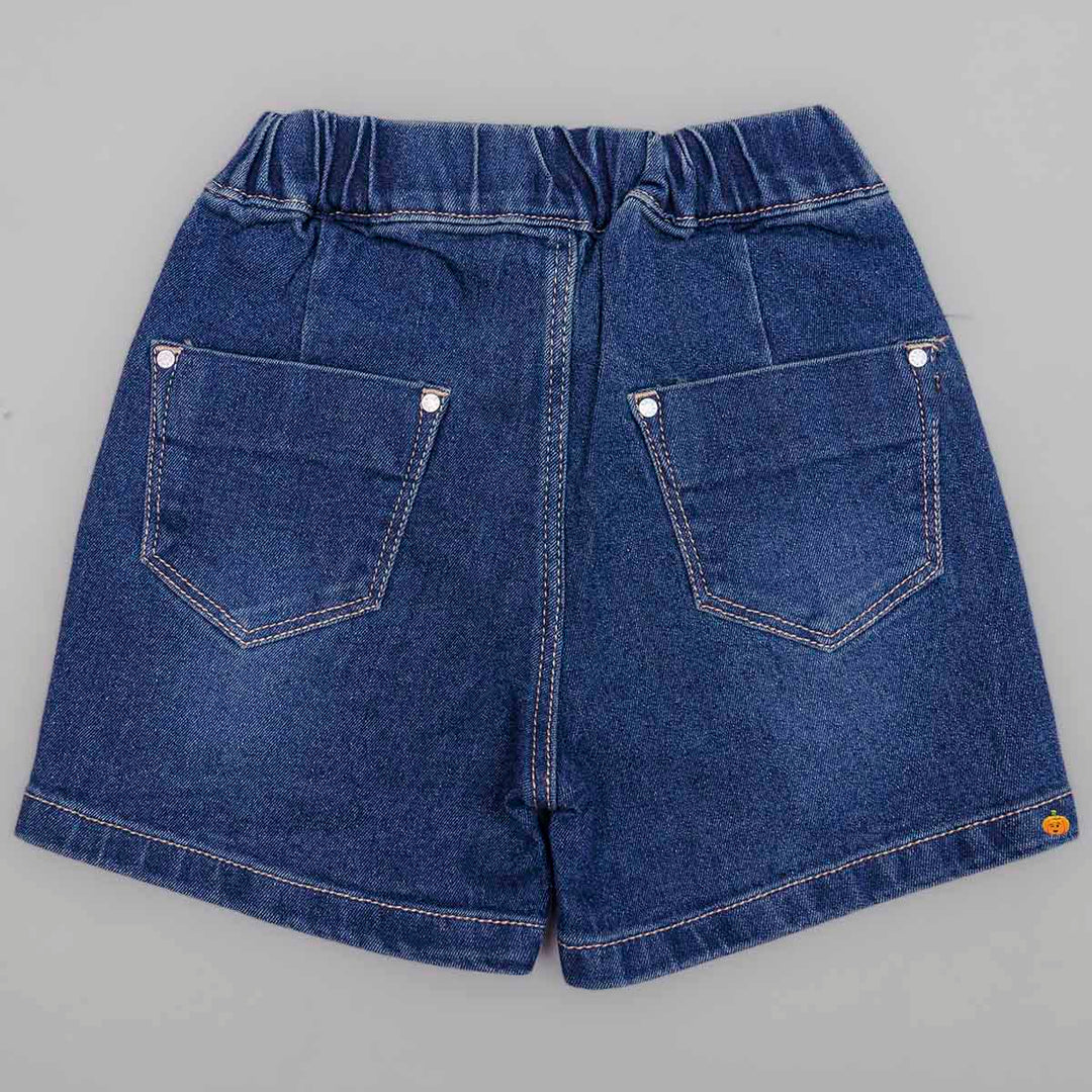 Blue Denim Shorts for Girls Back View