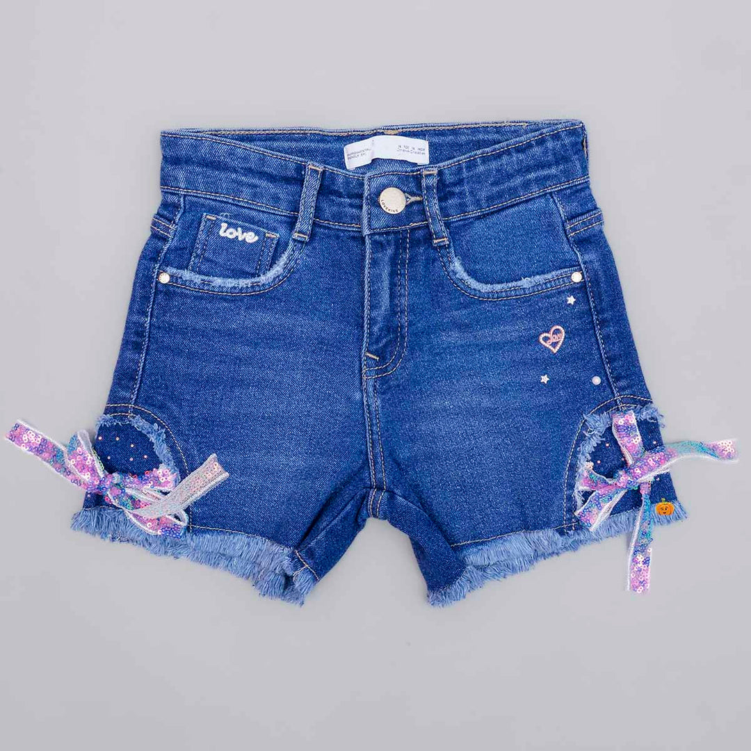 Light Dark Blue Denim Shorts for Girls1