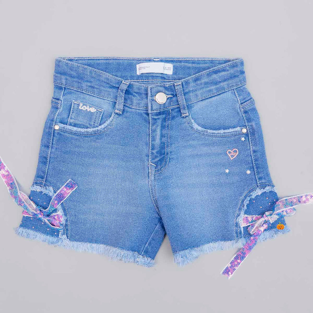 Light Dark Blue Denim Shorts for Girls - Main Image