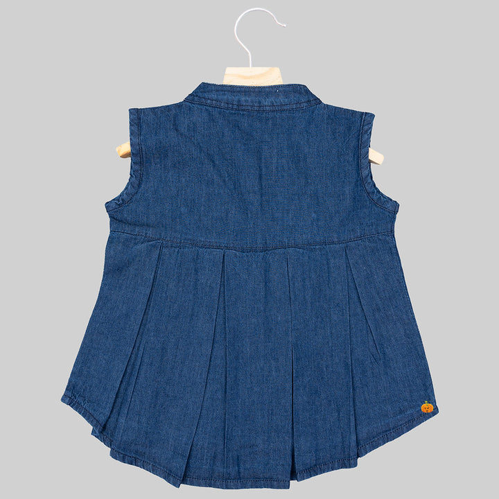 Dark Blue Denim Top for Girls Back View