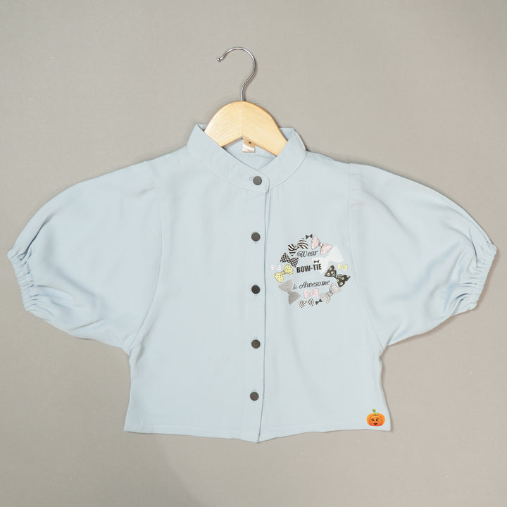 Girls Shirt Style Printed Top