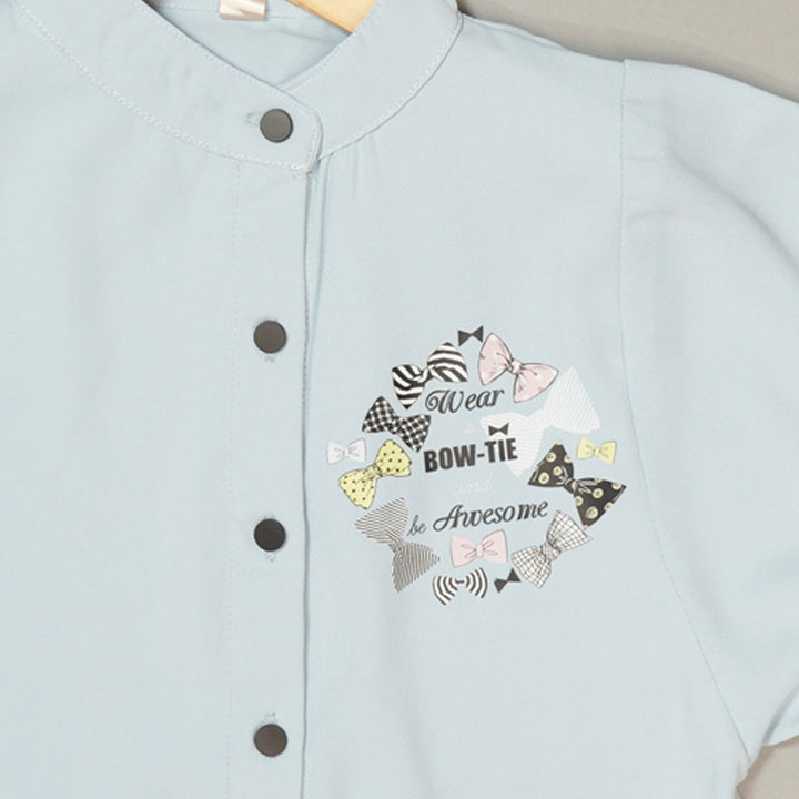 Girls Shirt Style Printed Top