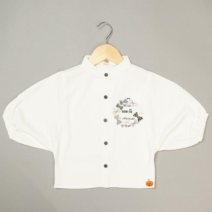 Girls Shirt Style Printed Top
