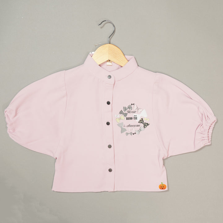 Girls Shirt Style Printed Top