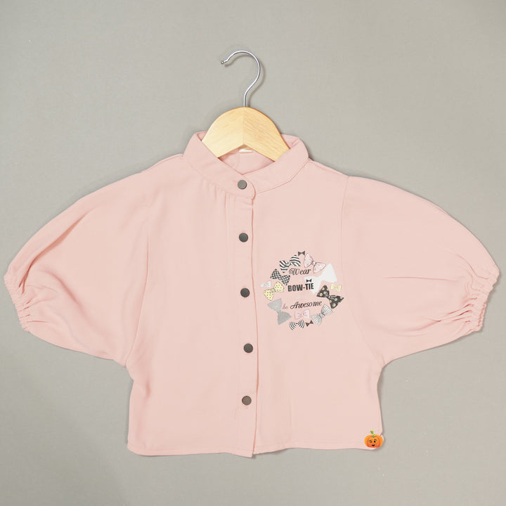 Girls Shirt Style Printed Top