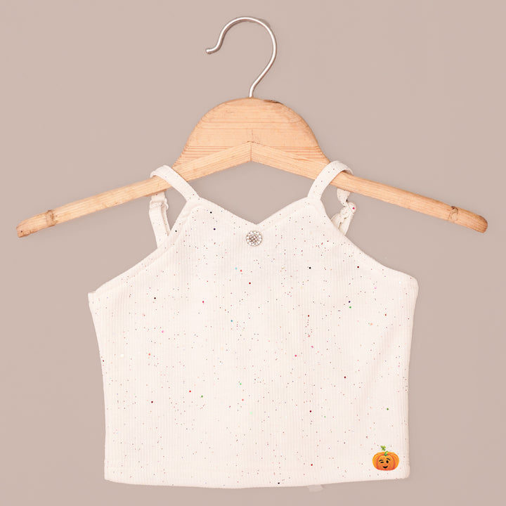 Sleeveless Cream Top for Girls Front View