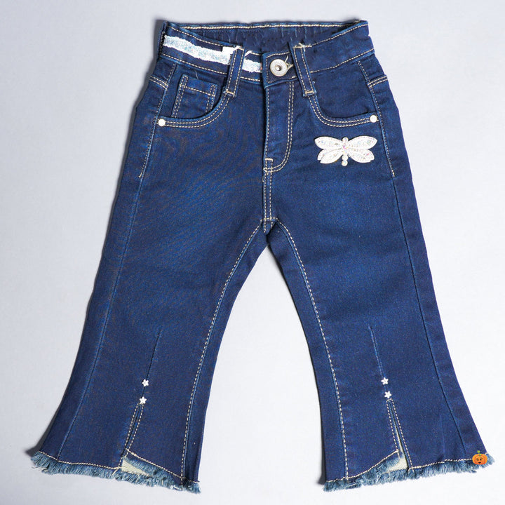 Girls Jeans with Flared Pattern Front View