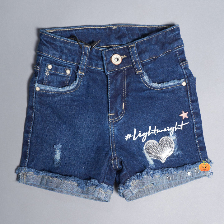 Girls Shorts with Heart Design Front View