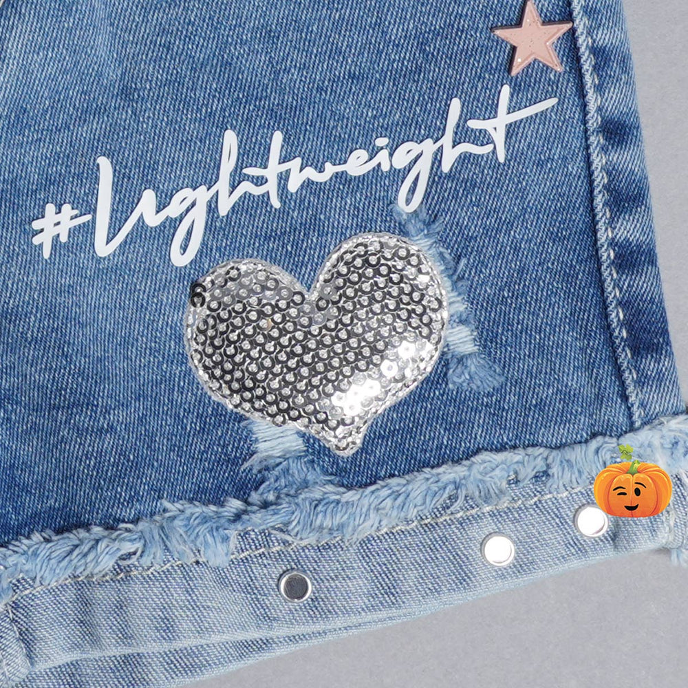 Girls Shorts with Heart Design Close Up View