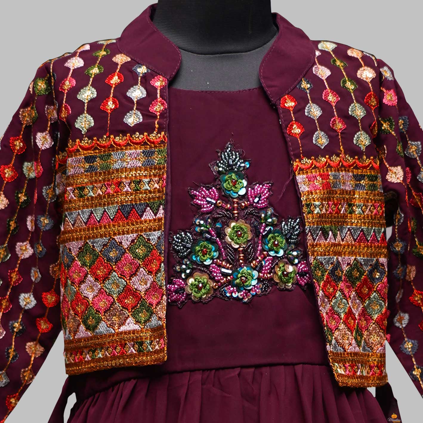 fcity.in - Baaqi Kids Tranding Short Jacket Printed Gowndress / Stylus  Ethnic
