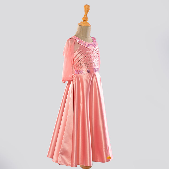 Onion Long Sequin Girls Gown Side View