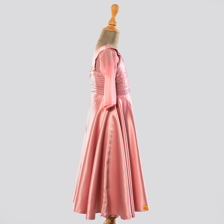 Onion Long Sequin Girls Gown Side View