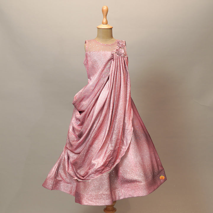 Gown for Girls with Glitter Patterns Front View