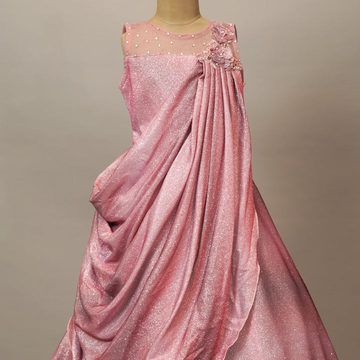 Gown for Girls with Glitter Patterns Close Up View