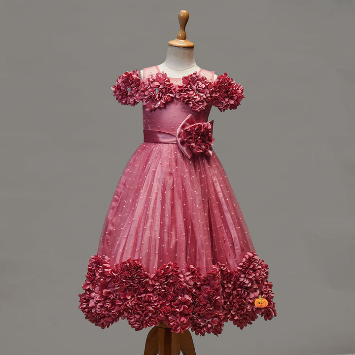 Onion Floral Long Girls Gown Dress Front View
