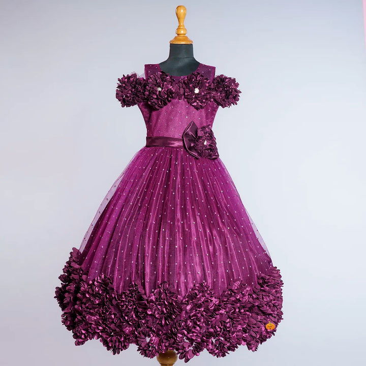 Onion Floral Long Girls Gown Dress Front View