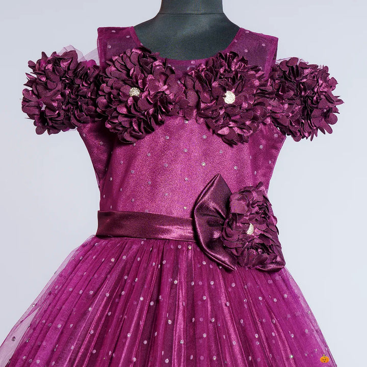 Onion Floral Long Girls Gown Dress Close Up View