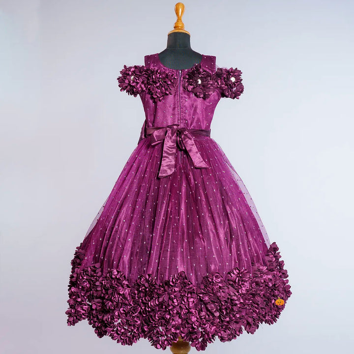 Onion Floral Long Girls Gown Dress Back View