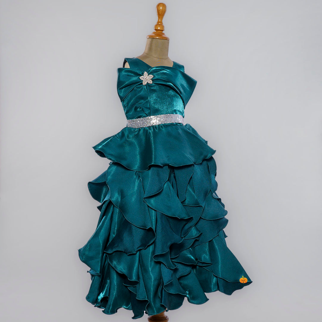 Off-shoulder Frill Gown for Girls Side View