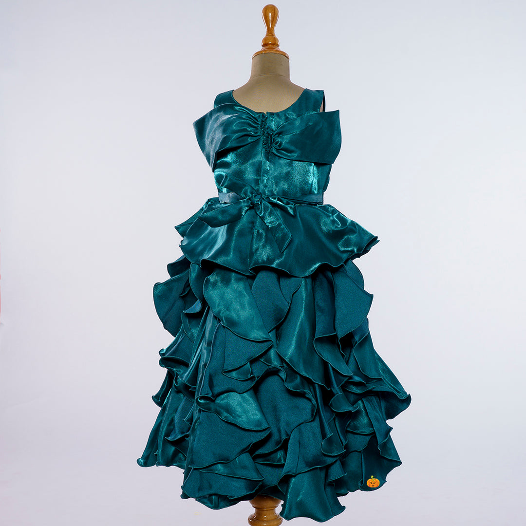 Off-shoulder Frill Gown for Girls Back View