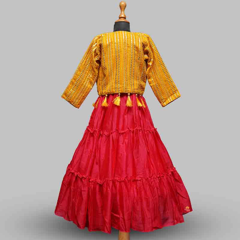 Tomato Embroidered Girls Gown with Jacket Back View