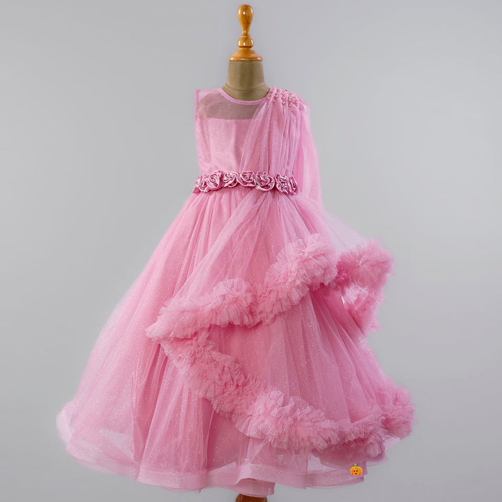 Onion Girls Gown with One Side Frill Front View