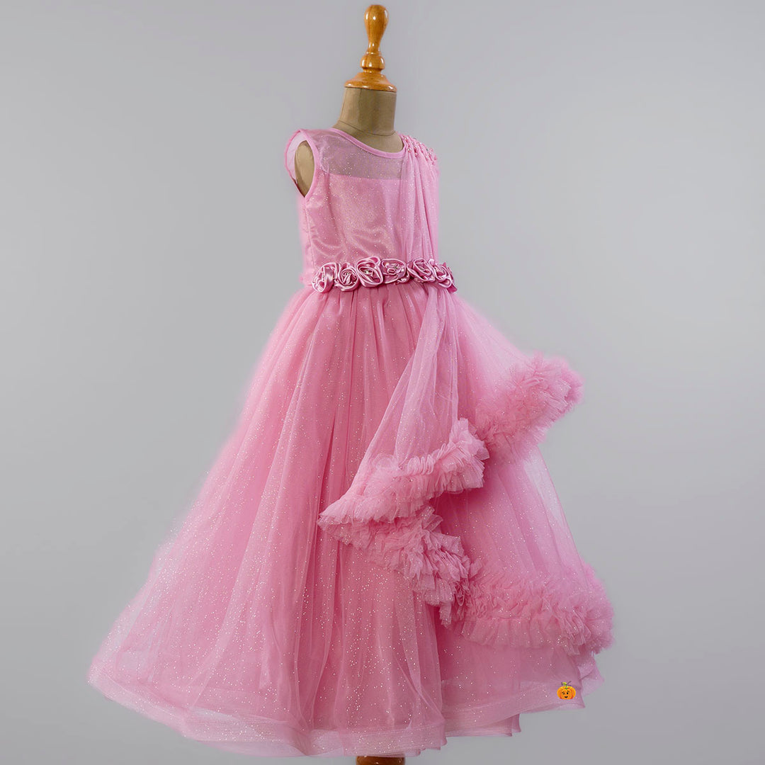 Onion Girls Gown with One Side Frill Side View