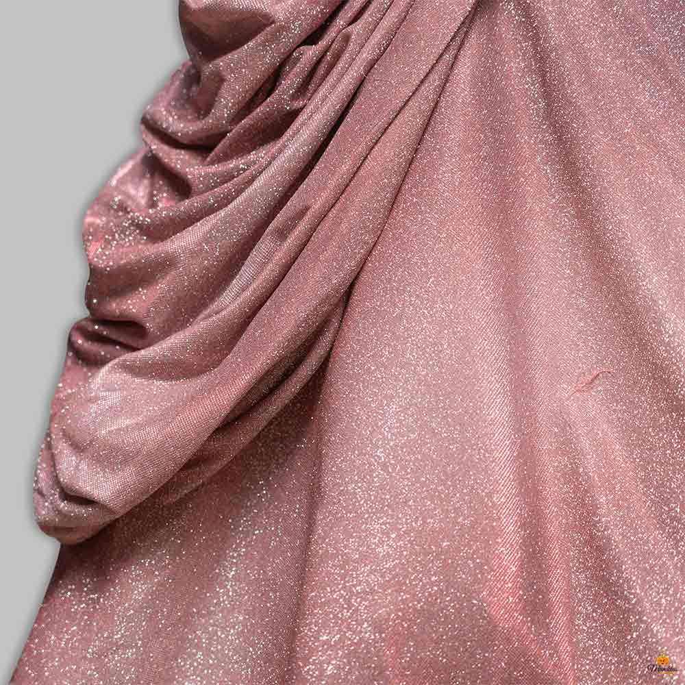 Onion Gown for Girls with Attached Dupatta Close Up View