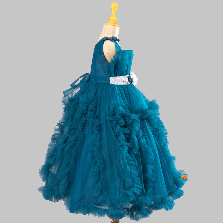 Long Frill Net Girls Gown Side View